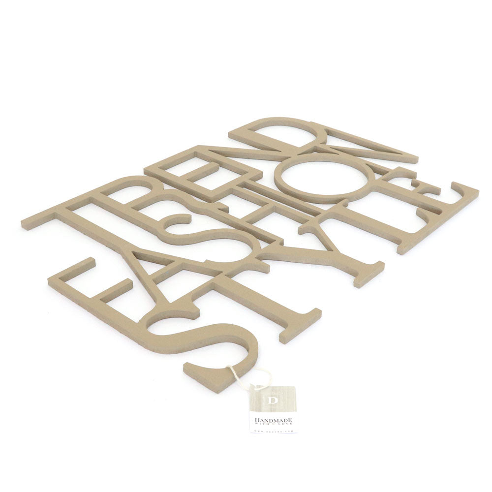 scritta in legno trend fashion style - decorazione per l'ingresso o salotto #colore_tortora