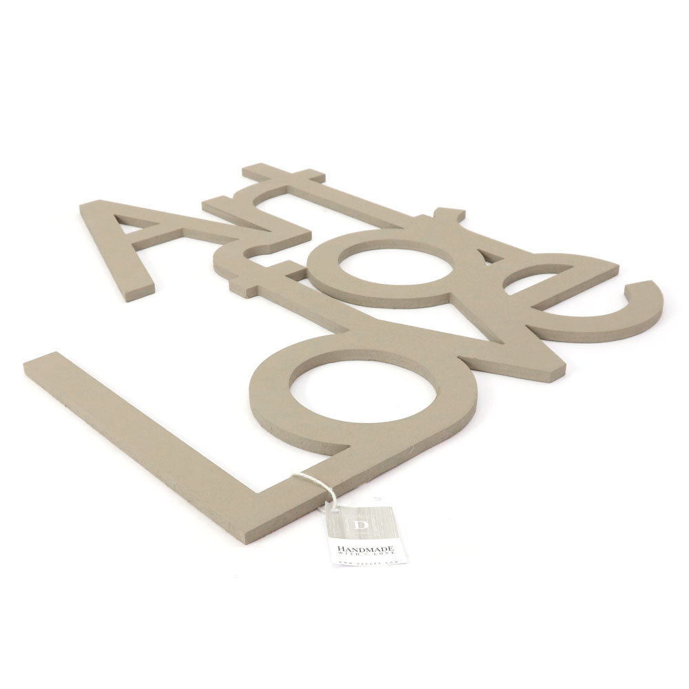 scritta in legno art for love - decorazione per la casa o negozi #colore_tortora