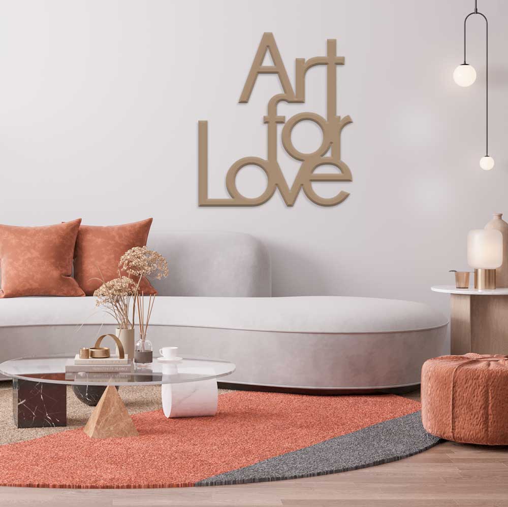 scritta in legno art for love - decorazione per la casa o negozi #colore_tortora