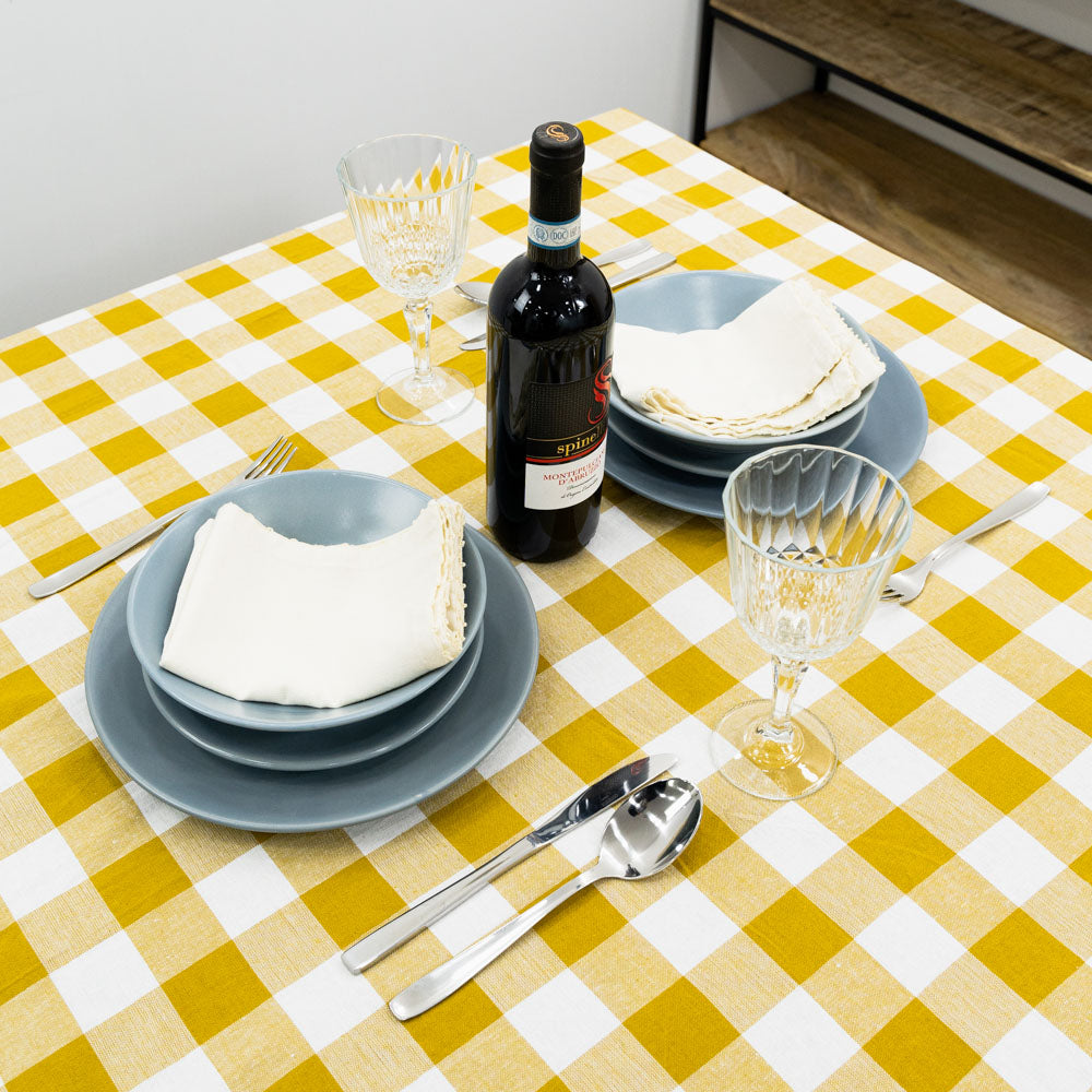 100% Cotton checked tablecloth