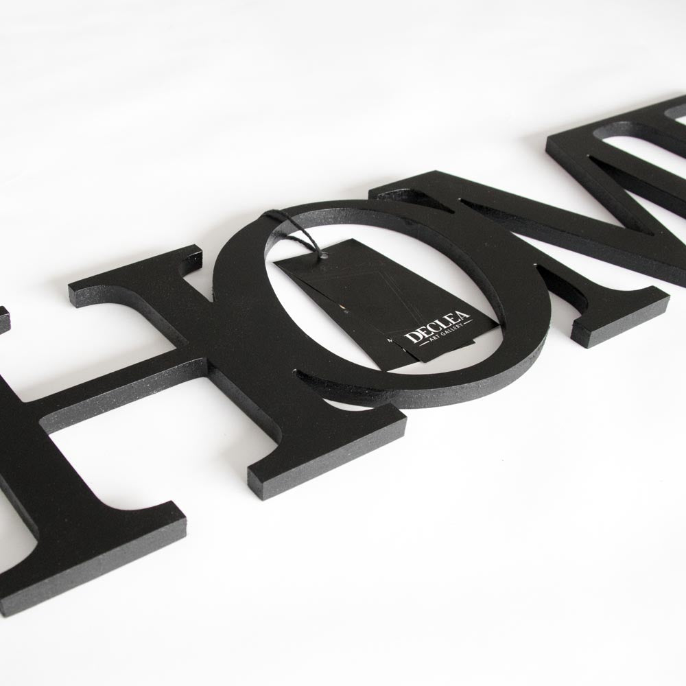 scritta in legno home