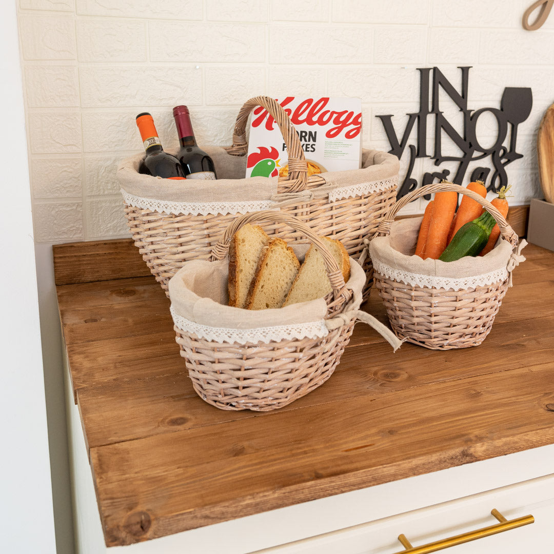 Set of 2 Round Rattan Baskets