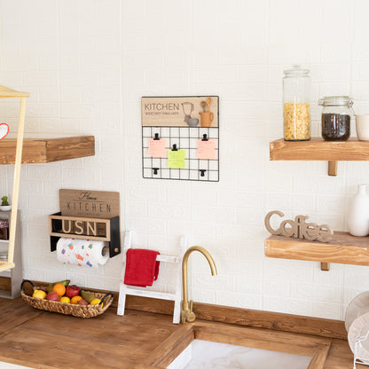 Wall shelf in wood and iron