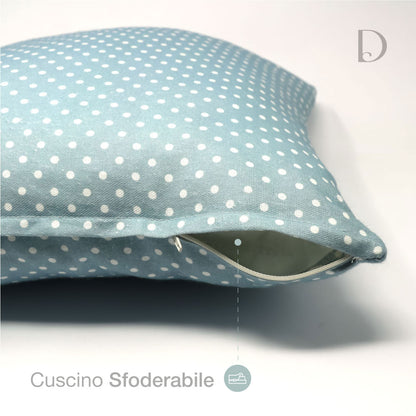 Cuscino Azzurro Pois