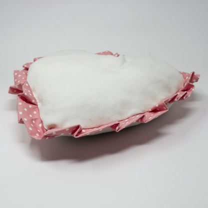 Pink Heart cushion with ruffles