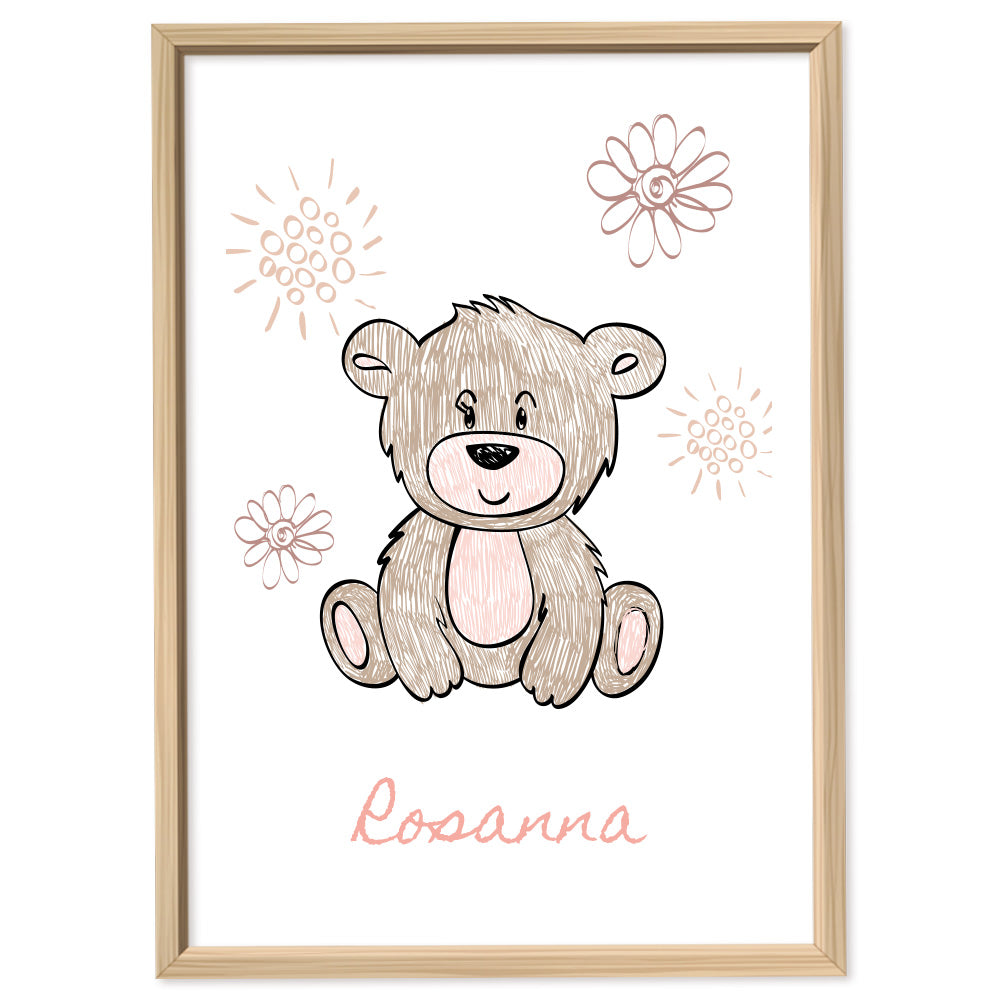 Poster Personalizzato Kids Bear Pink