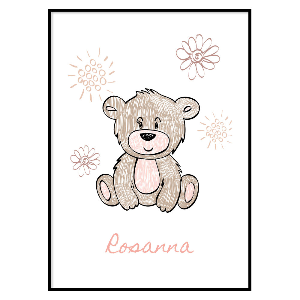 Poster Personalizzato Kids Bear Pink