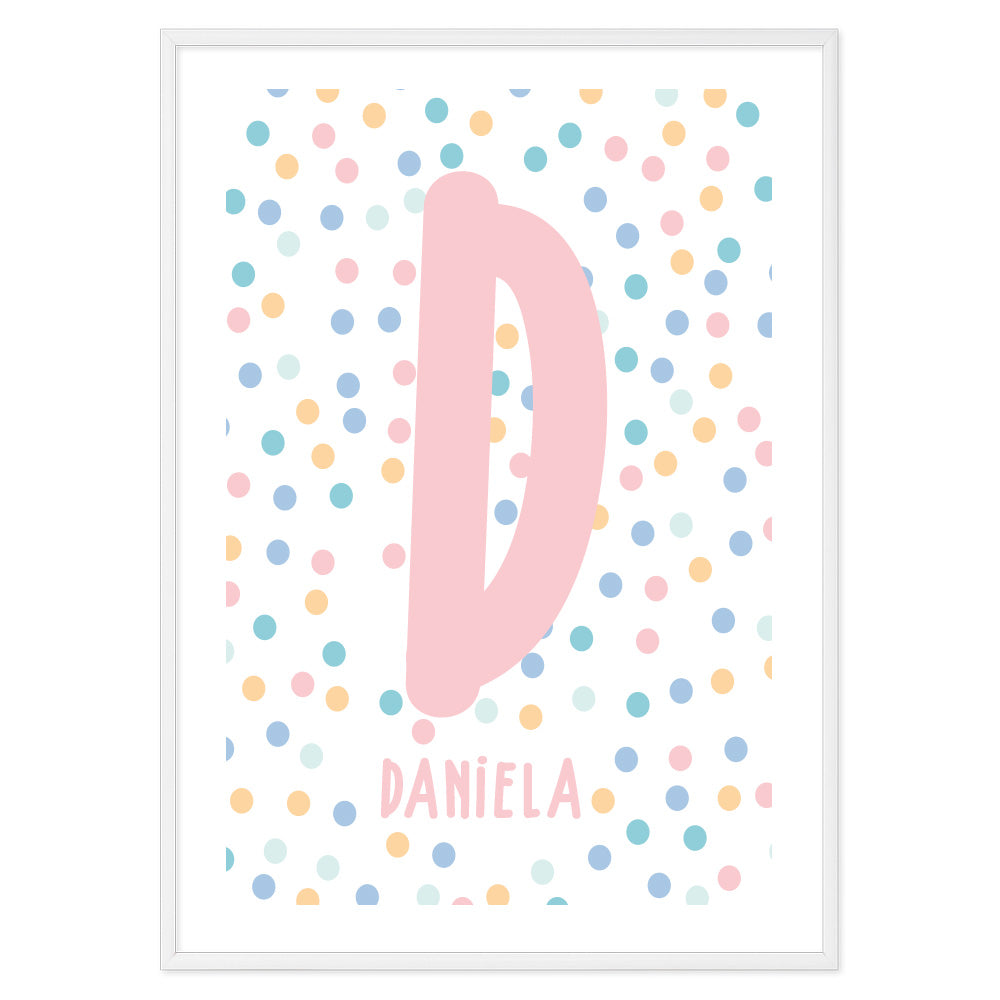 Personalized Poster Kids Polka Dots Pink