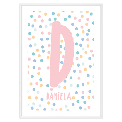 Personalized Poster Kids Polka Dots Pink