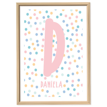 Personalized Poster Kids Polka Dots Pink