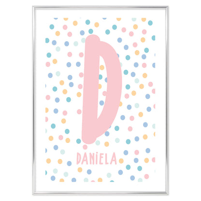 Personalized Poster Kids Polka Dots Pink