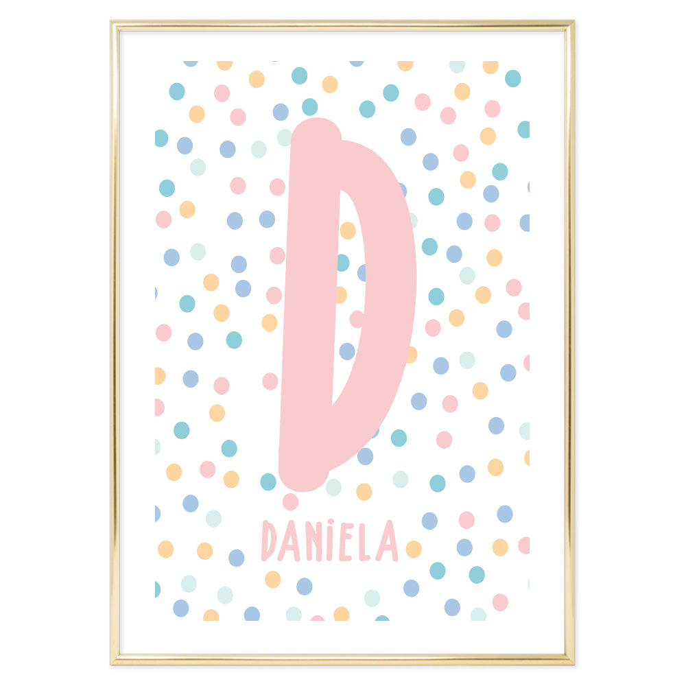 Personalized Poster Kids Polka Dots Pink