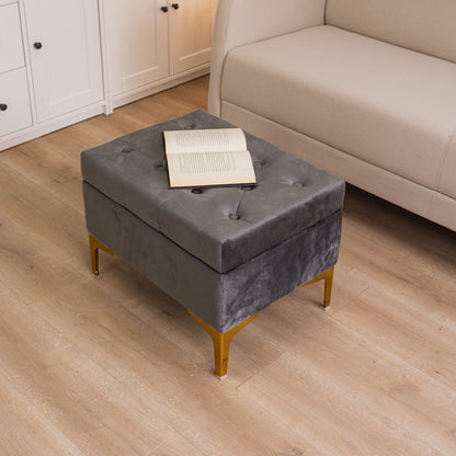 Gray storage bench pouf