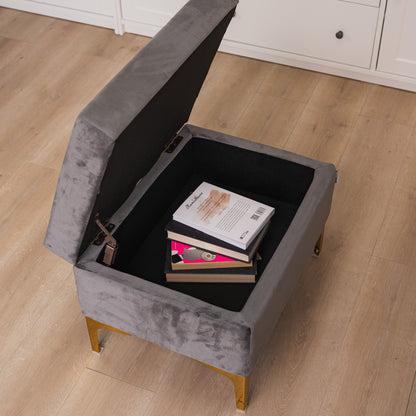 Gray storage bench pouf