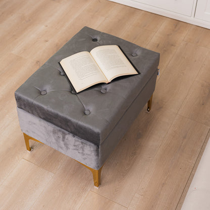 Gray storage bench pouf