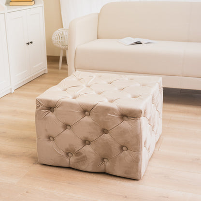 Tortora low quilted velvet pouf