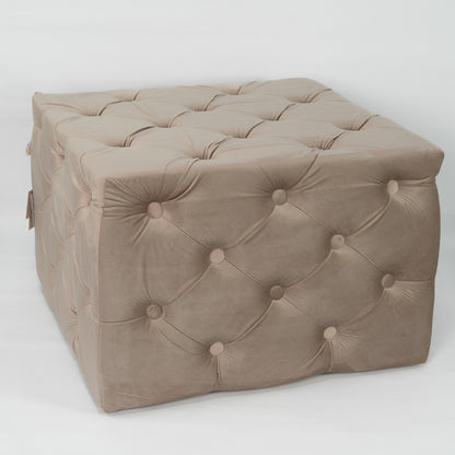 Tortora low quilted velvet pouf