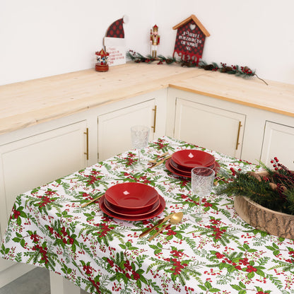 White Panama Christmas Tablecloth