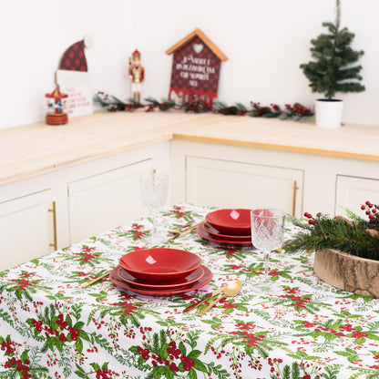 White Panama Christmas Tablecloth