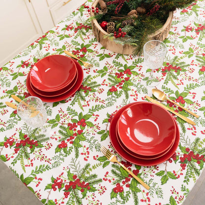 White Panama Christmas Tablecloth