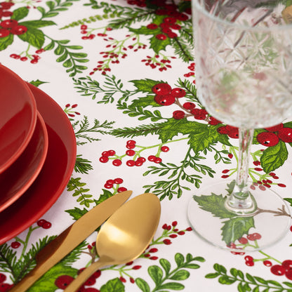 White Panama Christmas Tablecloth