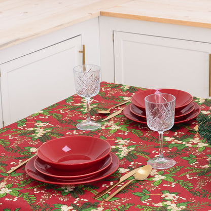 Red Panama Christmas Tablecloth