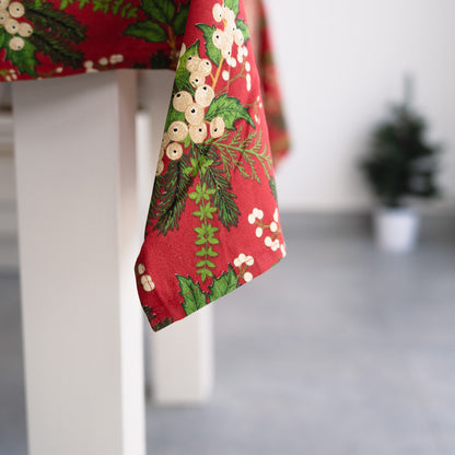 Red Panama Christmas Tablecloth