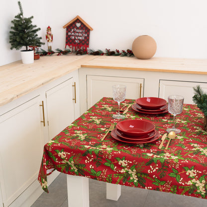 Red Panama Christmas Tablecloth