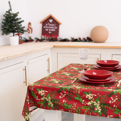 Red Panama Christmas Tablecloth