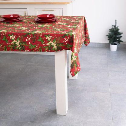 Red Panama Christmas Tablecloth