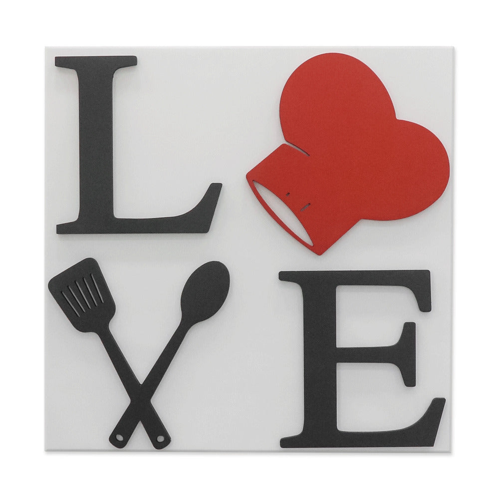 Love Kitchen embossed canvas painting