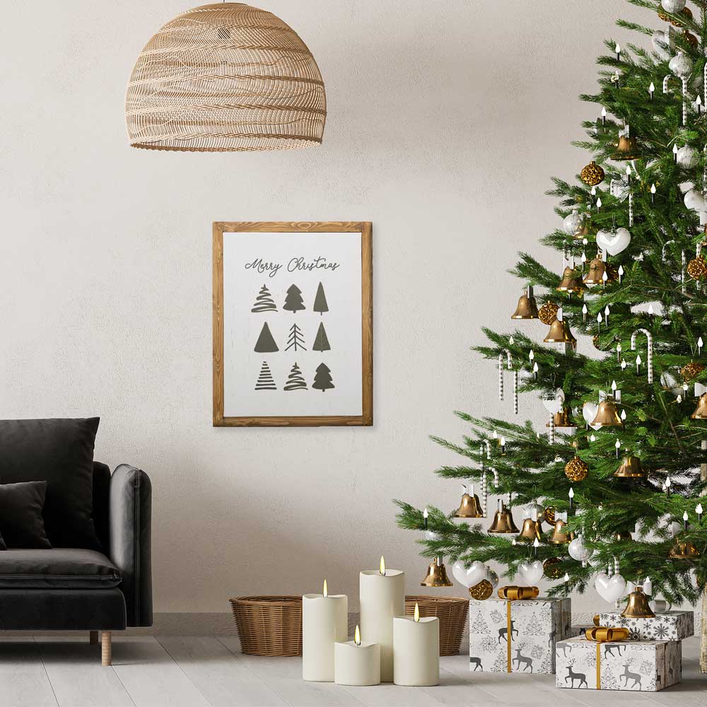 Quadro cornice legno Merry Christmas