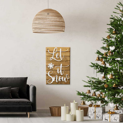 Quadro doghe legno Let it Snow