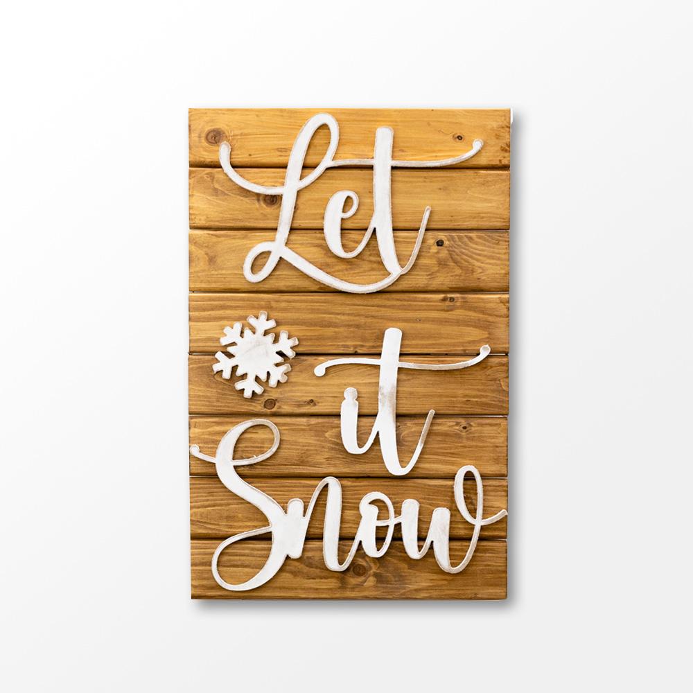 Quadro doghe legno Let it Snow