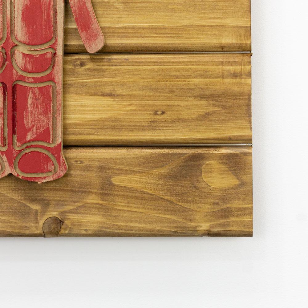 Red Nutcracker wooden slats framework