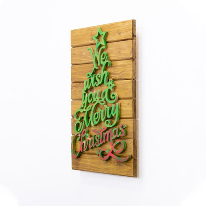 Quadro doghe legno Merry Christmas