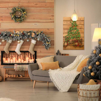 Quadro doghe legno Merry Christmas