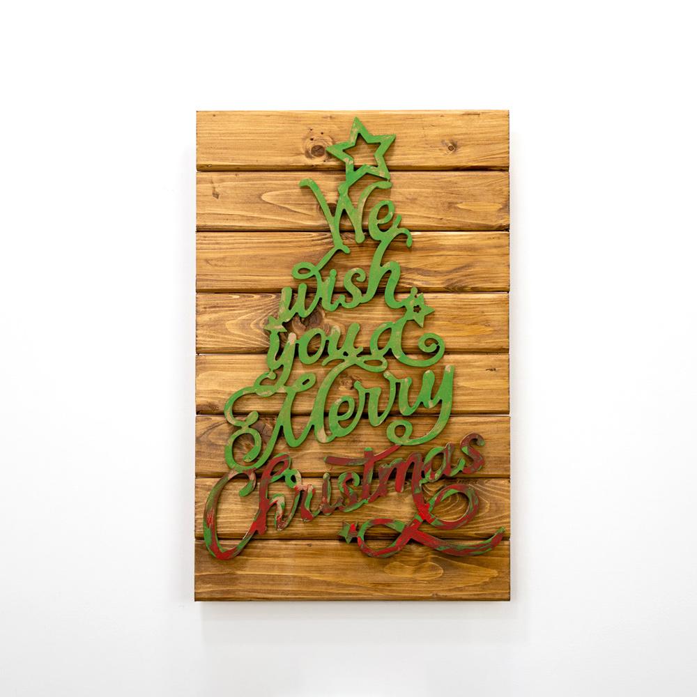 Quadro doghe legno Merry Christmas