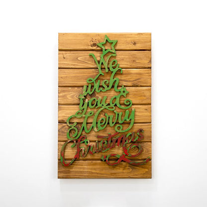 Quadro doghe legno Merry Christmas