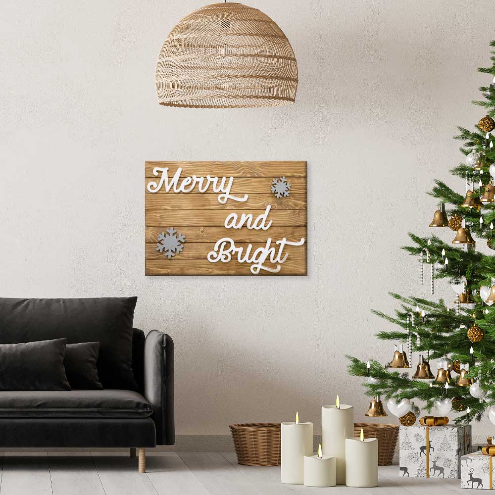 Quadro doghe legno Merry and Bright