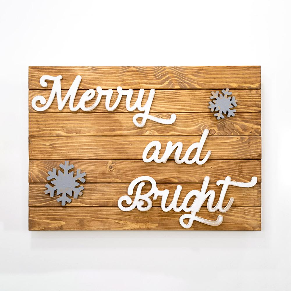 Quadro doghe legno Merry and Bright