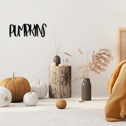 Pumpkins wooden writing