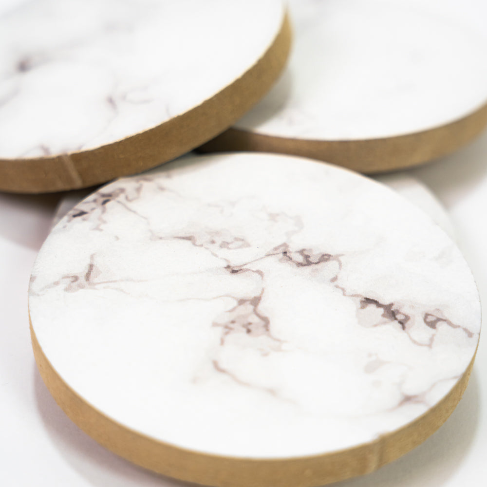 Coaster tablet 4 pcs White Marble