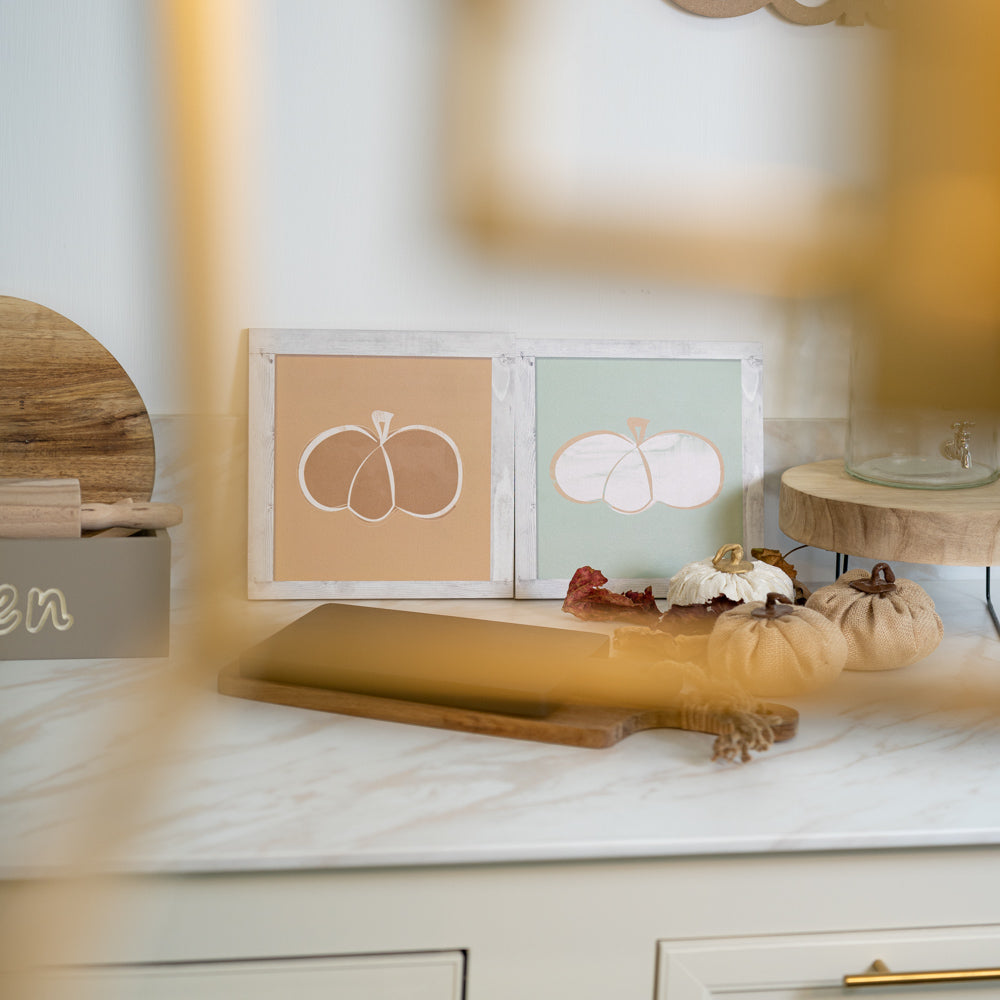 White pumpkin bar with green background