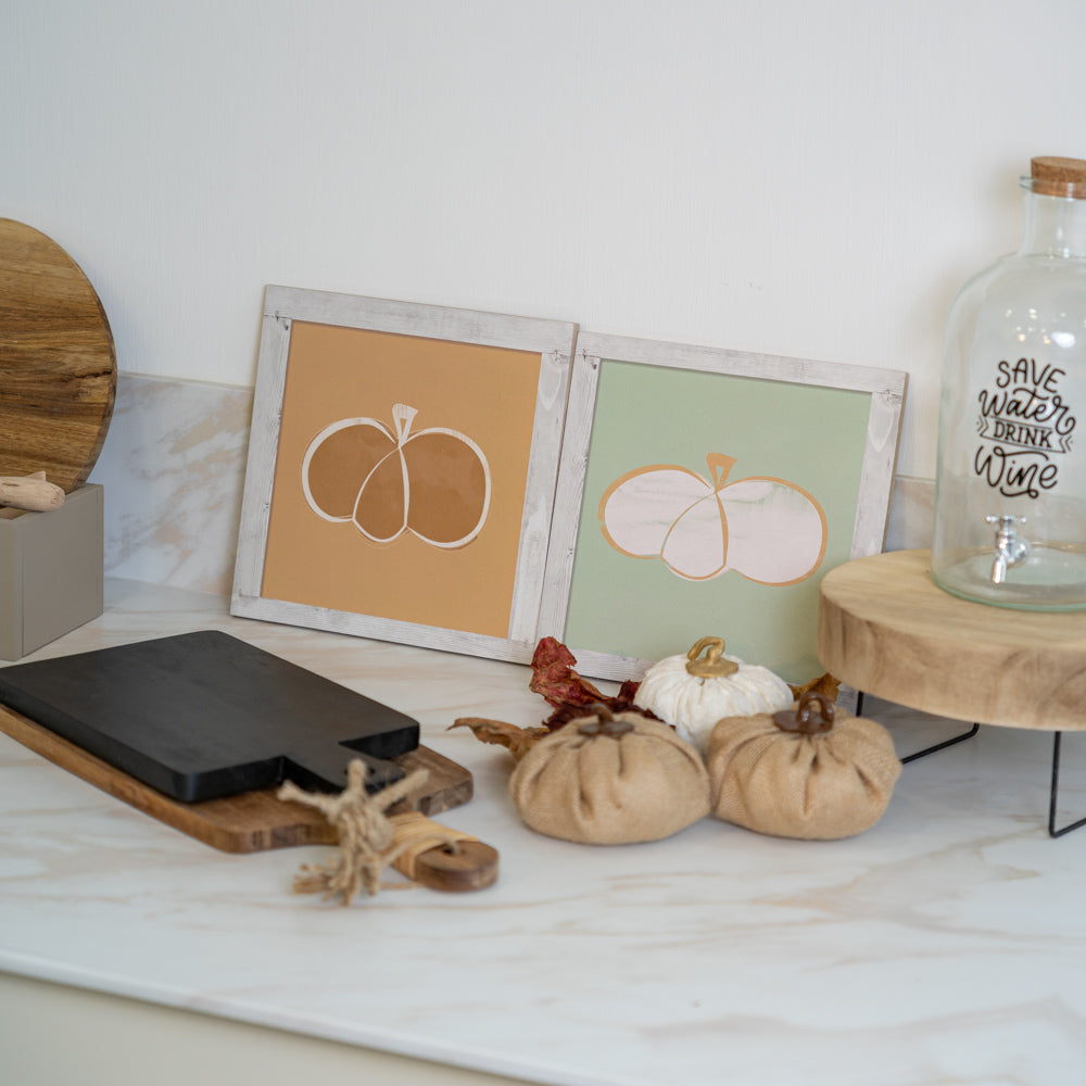 White pumpkin bar with green background