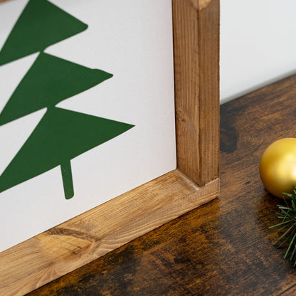 Tablet with real wooden Christmas tree frame