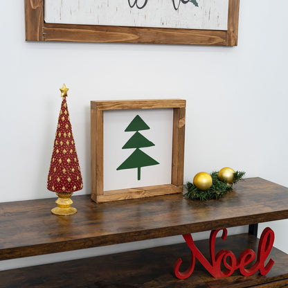 Tablet with real wooden Christmas tree frame