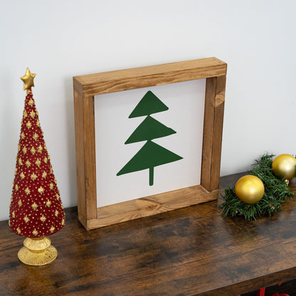 Tablet with real wooden Christmas tree frame