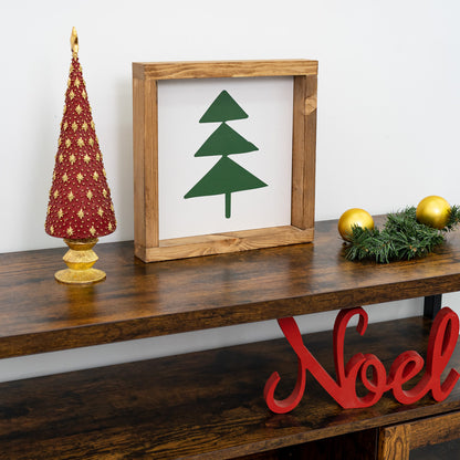 Tablet with real wooden Christmas tree frame