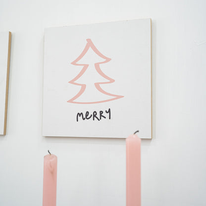 Square tablet with pink Christmas tree